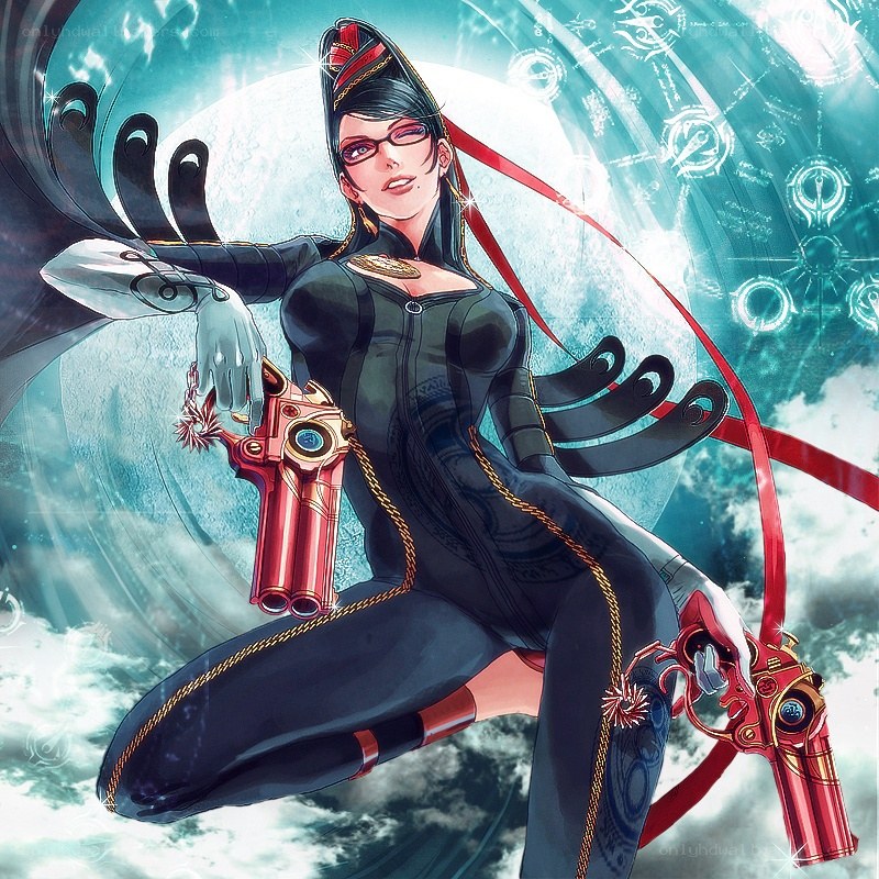 female character with red guns