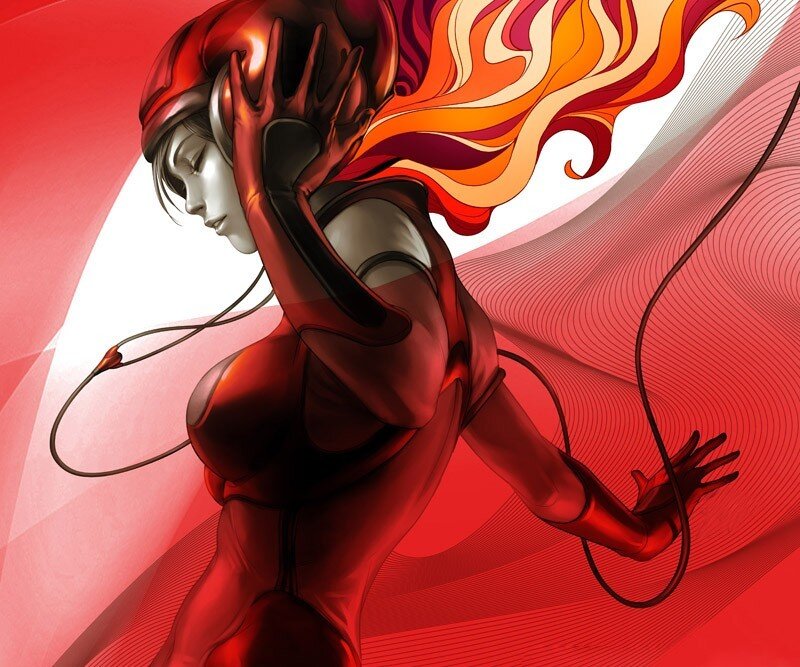 female character with red hair