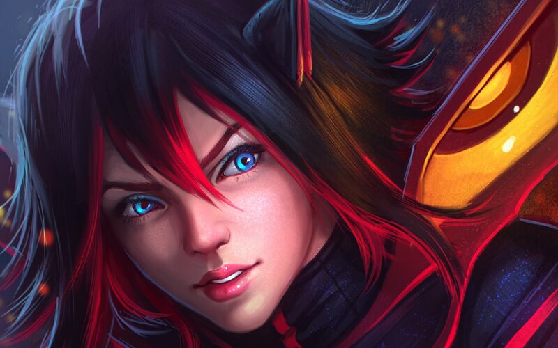 Female Character with Red Hair — Black, Dramatic, Digital Art