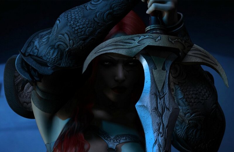 Female Character with Red Hair — Blue, Dramatic