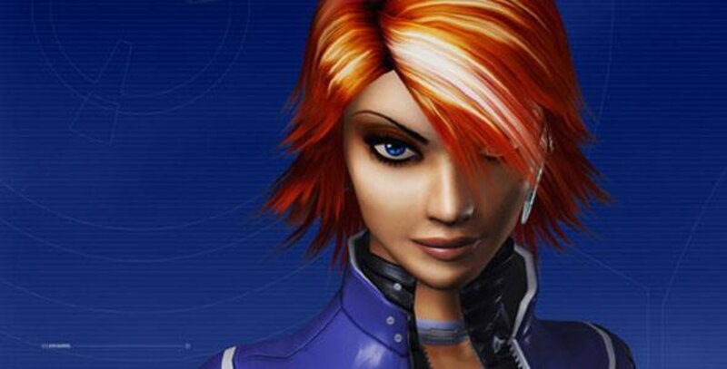Female Character with Red Hair — Blue, Serious