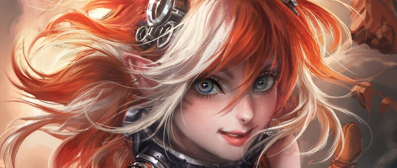 Female Character with Red Hair — Dramatic, Digital Art, Eyes