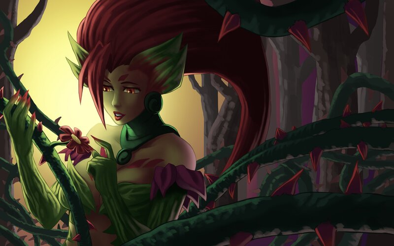 Female Character with Red Hair — Green