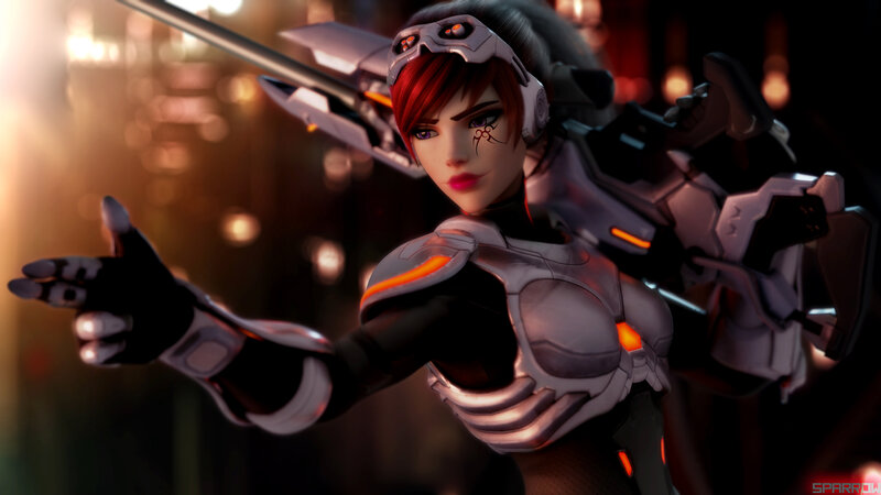 Female Character with Red Hair — White, Dramatic