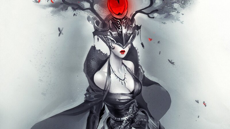 female character with red helmet