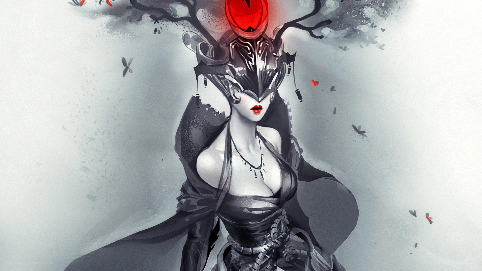 female character with red helmet
