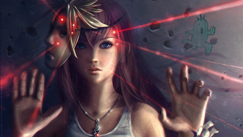 Female Character with Red Lasers