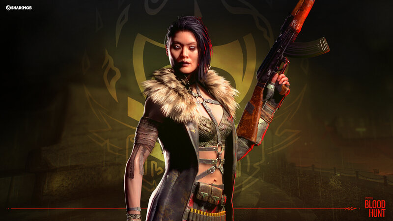 Female Character with Rifle — Black, Dark