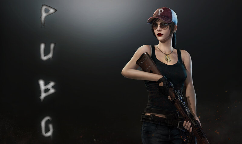 Female Character with Rifle — Black, Dramatic, 3d Render, Sunglasses
