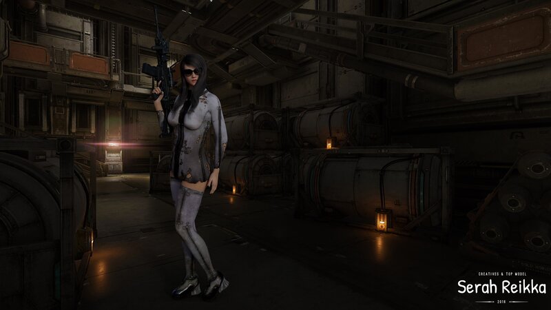 Female Character with Rifle — Gray