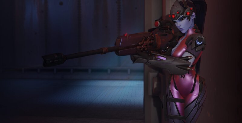 Female Character with Rifle — Purple, Dramatic