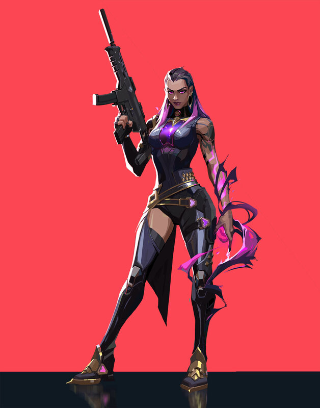Female Character with Rifle — Red, Dramatic
