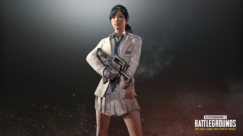 Female Character with Rifle — White