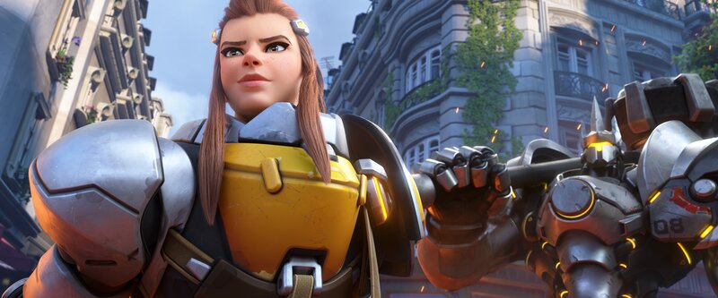 Female Character with Robot — Yellow
