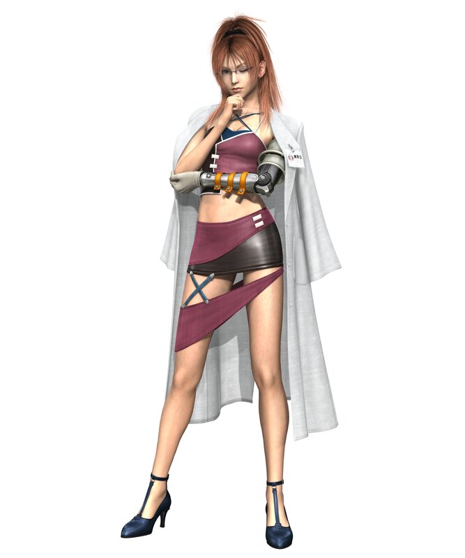 female character with robotic arm