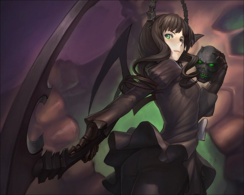 Female Character with Scythe — Black, Dramatic, Anime