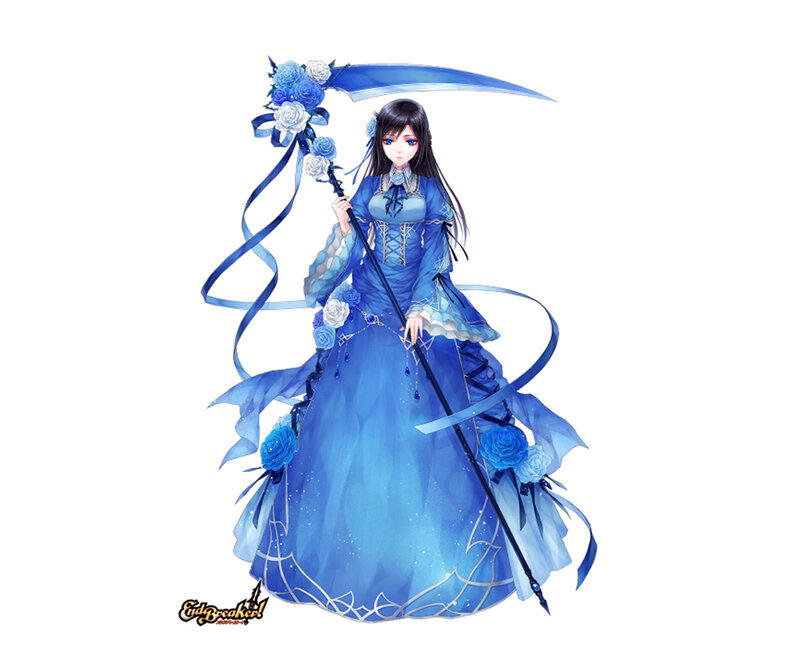 Female Character with Scythe — Blue