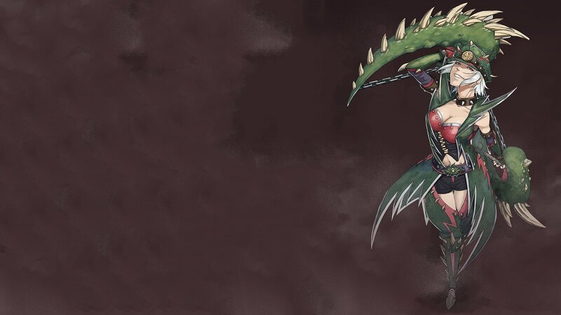 Female Character with Scythe — Green