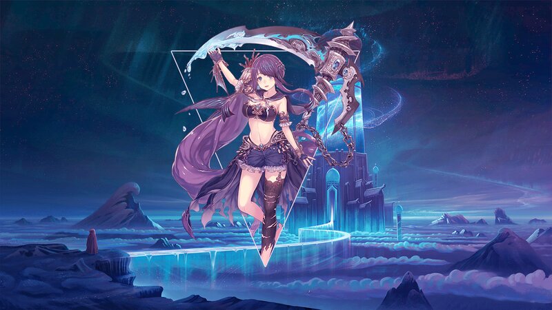 Female Character with Scythe — Purple, Dramatic, Night