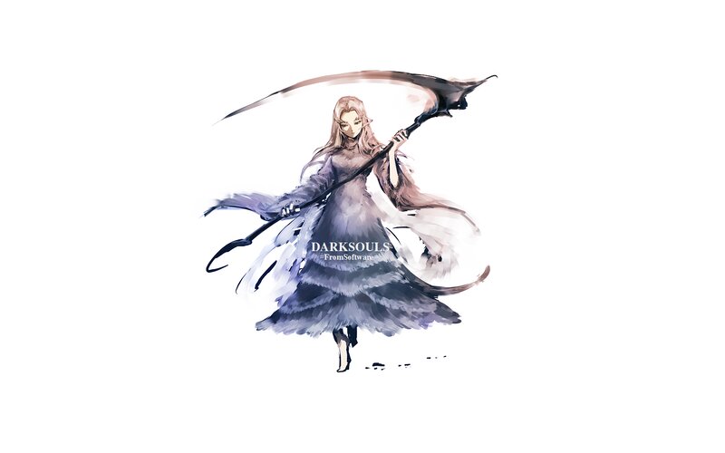 Female Character with Scythe — White
