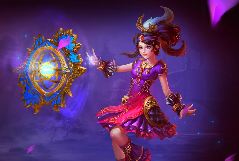 Female Character with Shield — Purple