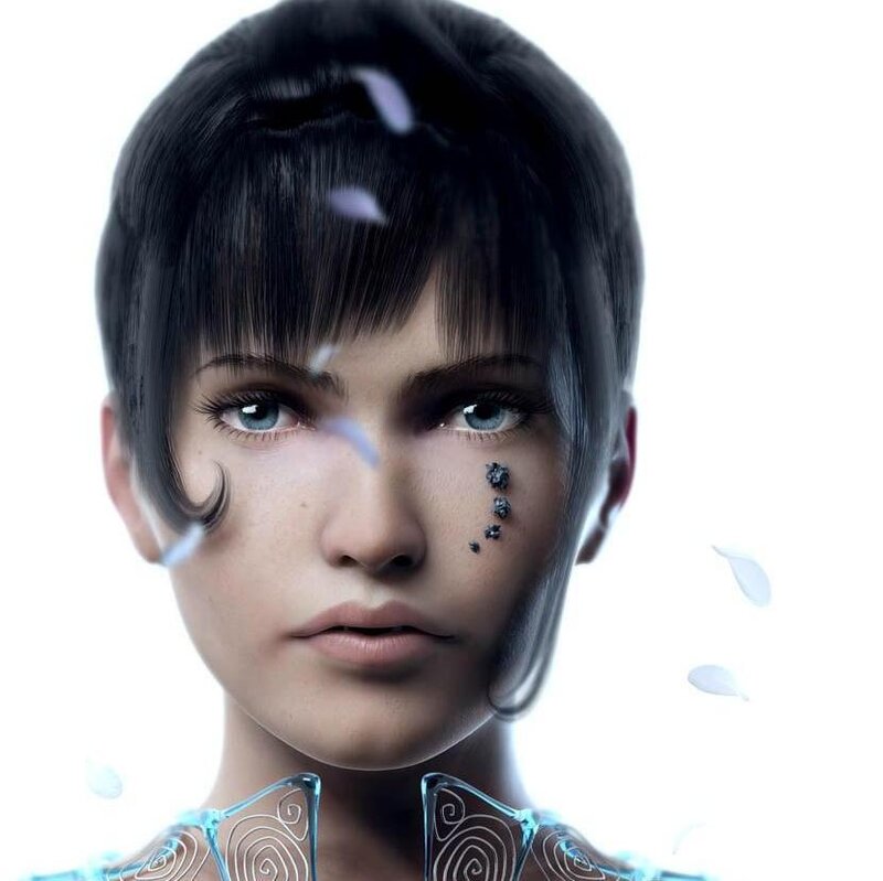 Female Character with Short Hair — White
