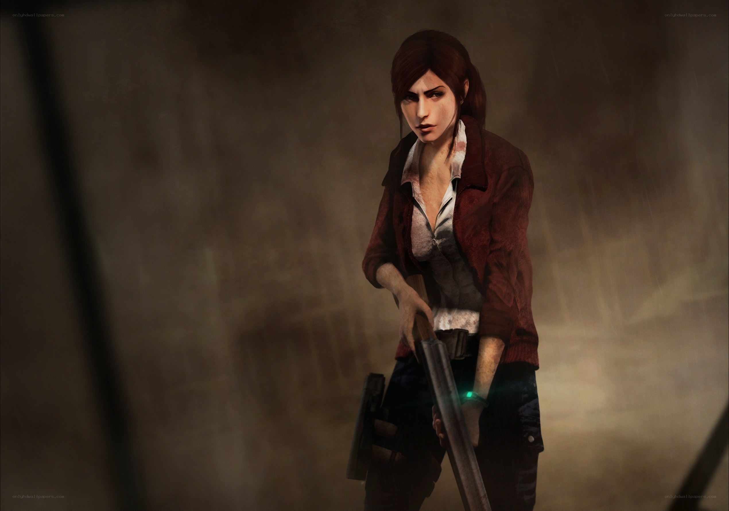 female character with shotgun