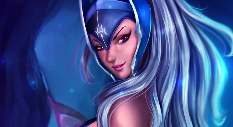Female Character with Silver Hair — Blue, Dramatic, Digital Art