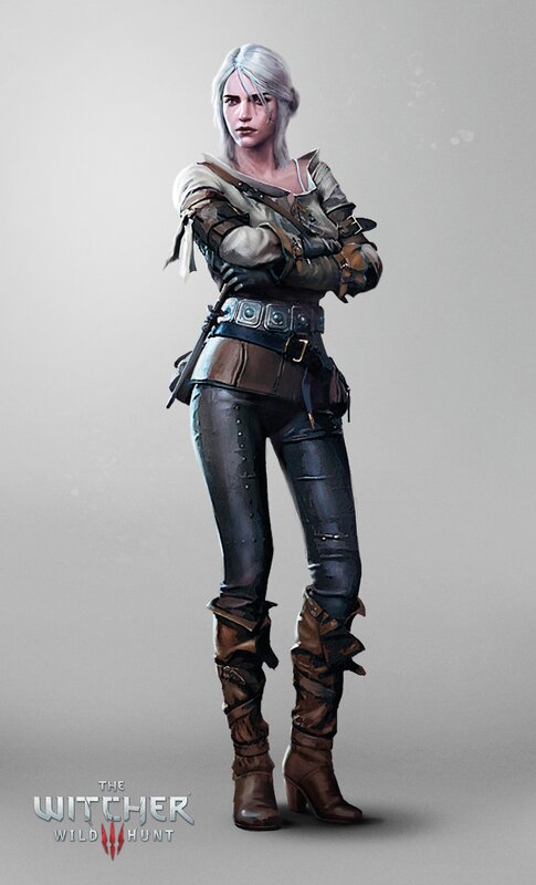 Female Character with Silver Hair — Gray, Serious