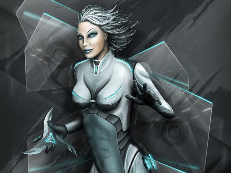 Female Character with Silver Hair — Gray