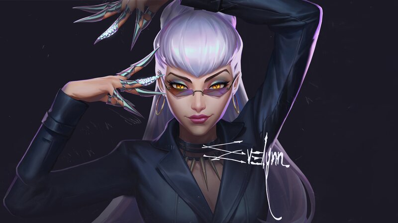 Female Character with Silver Hair — Purple, Dramatic