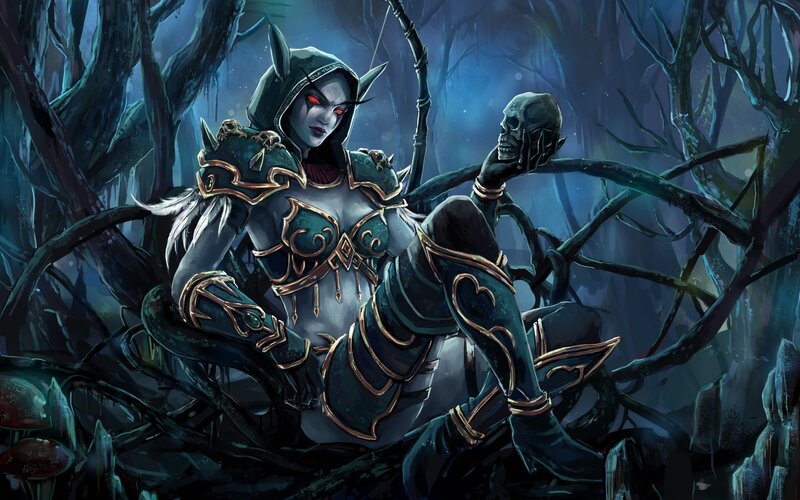 Female Character with Skull — Blue, Dark, Ominous