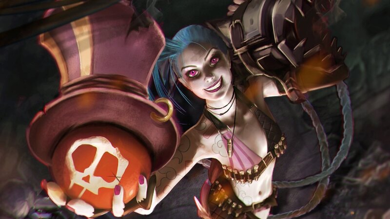 Female Character with Skull — Blue