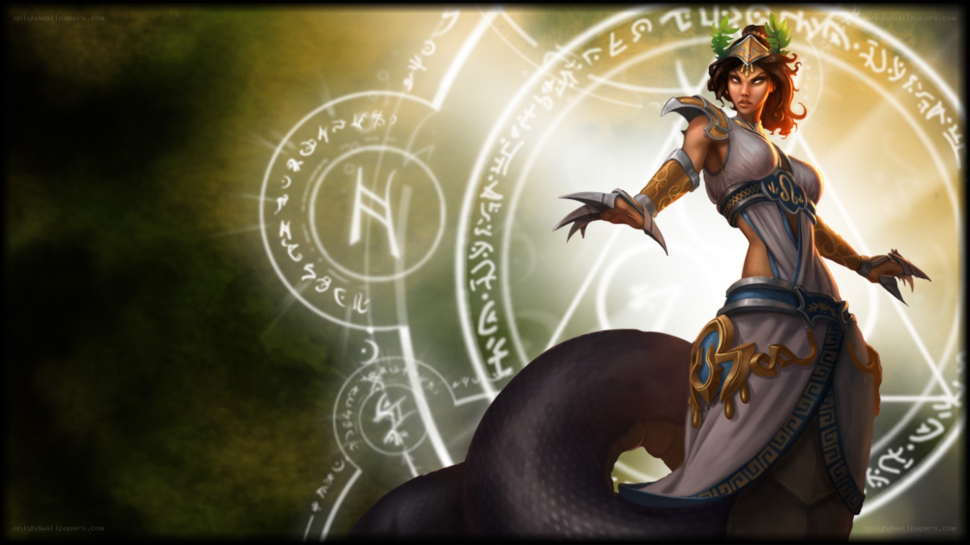 female character with snake