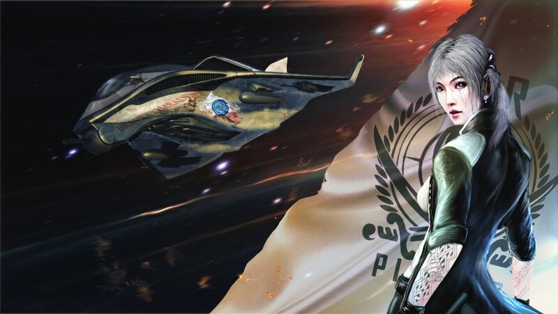 Female Character with Spaceship