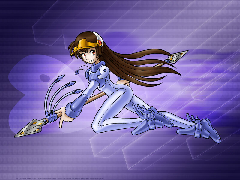 Female Character with Spear — Purple, Dynamic