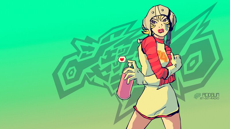 Female Character with Spray Can — Green