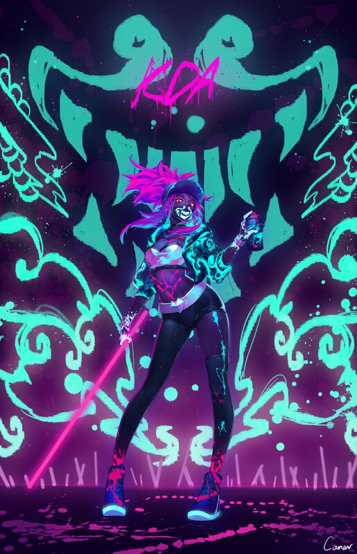Female Character with Spray Can — Purple