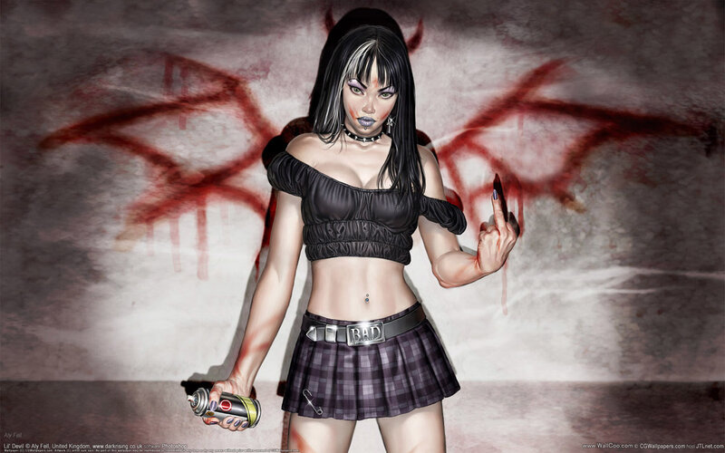 female character with spray can