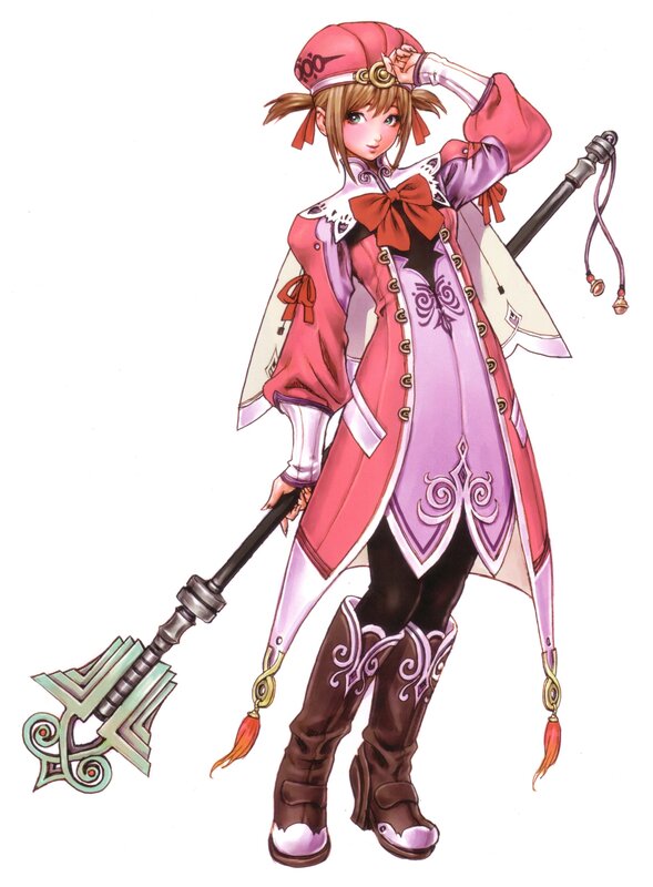 female character with staff