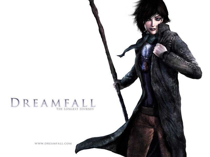 Female Character with Staff — Black, Dramatic, Digital Art, Coat, Necklace, White, Gray