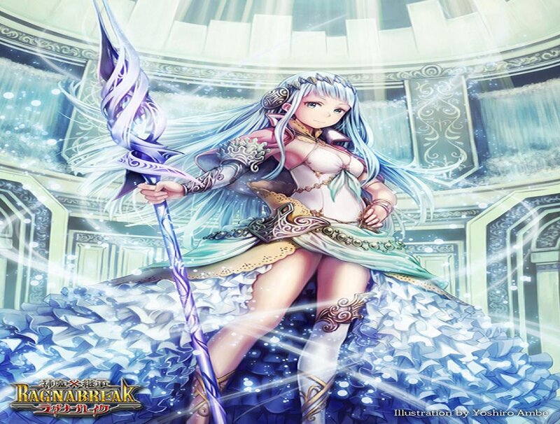 Female Character with Staff — Blue, Dramatic, Digital Art, Castle