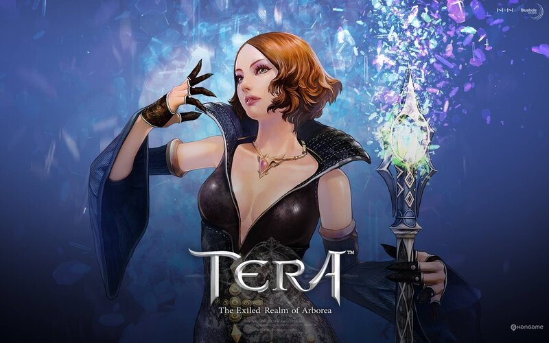 Female Character with Staff — Blue, Dramatic, Digital Art