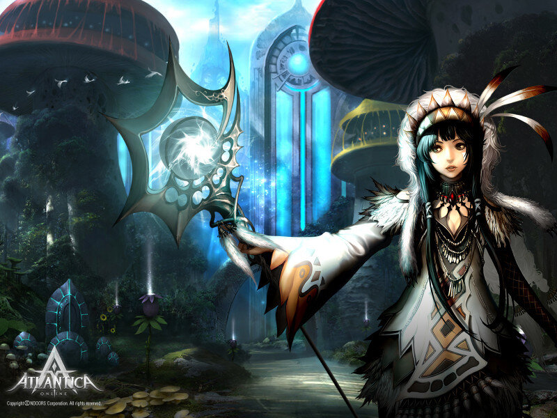 Female Character with Staff — Blue, Fantasy