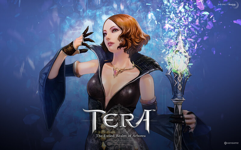 Female Character with Staff — Blue