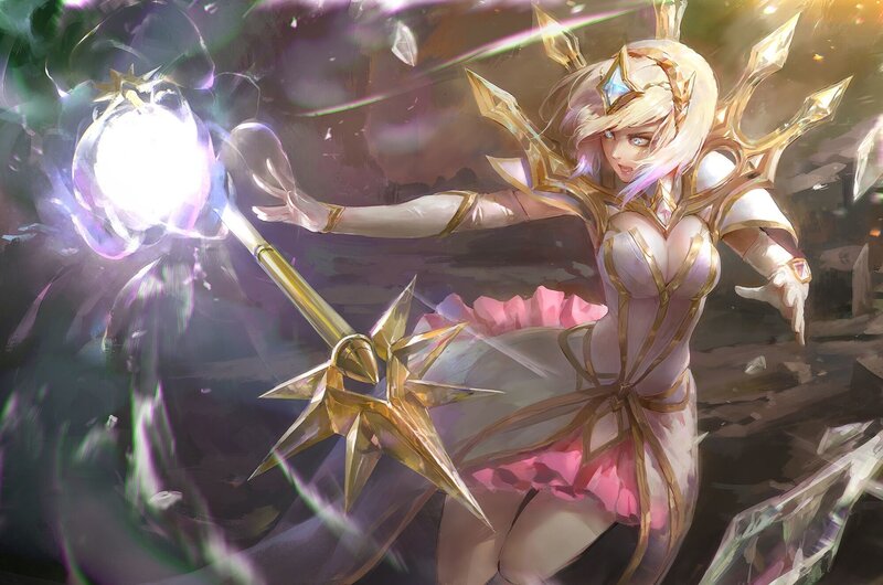 Female Character with Staff — Gold, Dramatic