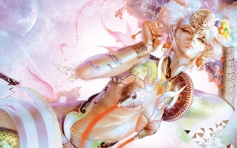 Female Character with Staff — Pink, Serene