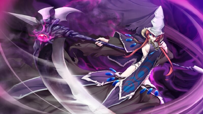 Female Character with Staff — Purple, Dramatic, Anime