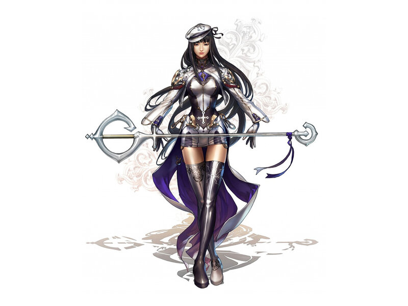 Female Character with Staff — Purple, Dramatic, Digital Art, Armor