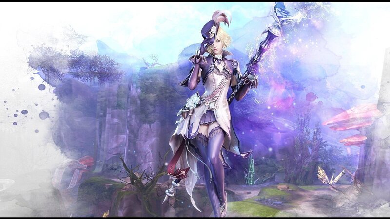 Female Character with Staff — Purple, Dramatic, Digital Art, Hat